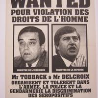 Affiche pour Alternative Libertaire Wanted pour la violation des droits de l'homme (Bruxelles)